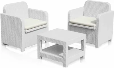 Image de Extérieur Jardin Fauteuil Lounge Grand Soleil Giglio Bar Rotin 2 places - Blanc