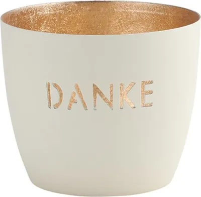 Produktbild von Gift Company Windlicht Madras Danke M, Teelichthalter, Kerzenhalter, Eisen, Weiß, Gold, 8.5 cm, 1091504001