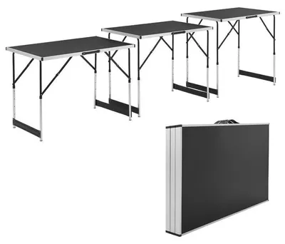 Zdjęcie produktu dla Zestaw 3 składanych stołów 100x60 cm, z regulacją wysokości