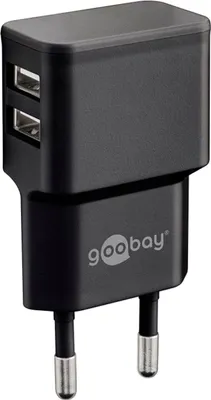 Obrázek produktu pro Goobay 44951 Duální nabíječka USB-A (12 W) černá, černá - 2x USB-A porty