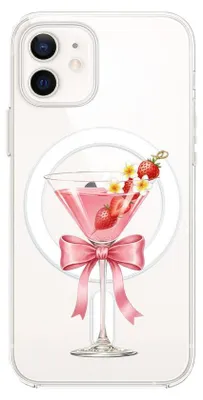 Produktbild von Hartschalenhülle für das iPhone 12, kompatibel mit MagSafe, transparent, Erdbeercocktail