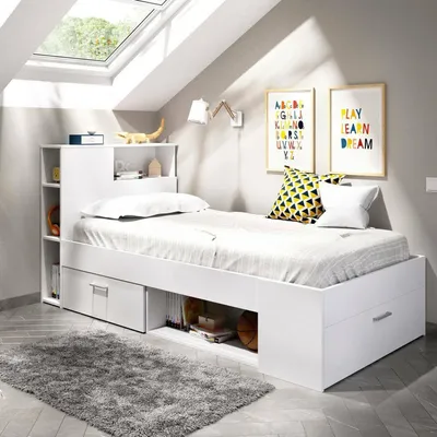 Immagine prodotto di Dmora Letto per Bambini Adrielle 99x218 cm Bianco, Contenitore Dimensione Materasso 90x190 cm