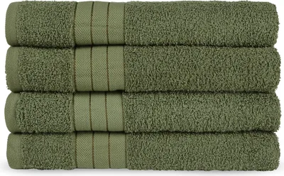 Immagine prodotto di Set di 4 asciugamani Good Morning "Uni" - Verde - (50x100 cm) - Cotone