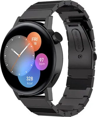Produktbild von Strap-it Metallarmband - Kompatibel mit Huawei Watch GT 3Armband 42mmHochwertiger EdelstahlHuawei watch strap Armband mit faltschließe für 20mmArmband Schwarz