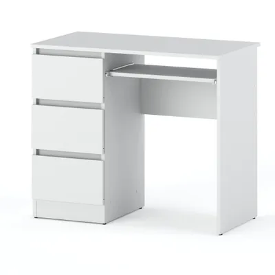 Zdjęcie produktu dla STIV Möbel | Biurko 90x50x77 cm Biały Mat | Z 3 szufladami po lewej stronie i półką na klawiaturę