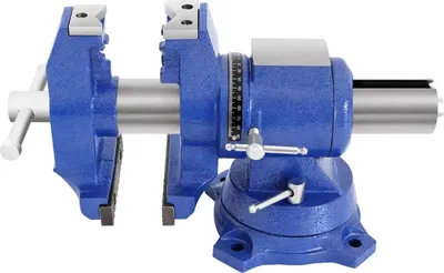 Immagine prodotto di Morsa da banco - Morsa da tavolo - Rotazione a 360°, modello robusto, montaggio doppio, per lavori in legno - Blu