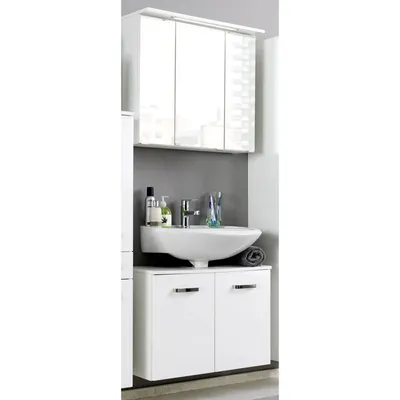 Produktbild von Badmöbel Set Hochglanz weiß Waschplatz 70cm PADUA-03