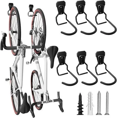Produktbild von Famanu Fahrrad-Haken Set 6 Stück - Wandmontage für vertikale Fahrradaufbewahrung