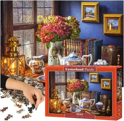 Produktbild von Castorland 500 Piece Jigsaw Puzzle, Tea Time, Classic Interior, Old Fashioned Furniture, Oil Lamp, Beautiful Vase, Adult Puzzles, Castorland B-53070
