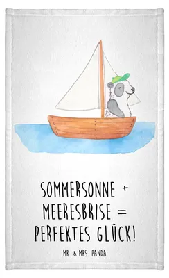 Produktbild von Mr. & Mrs. Panda Handtuch Sommer Meer Glück - Weiß - Geschenk, Kuscheln, Strandurlaub, gäste wc, am Strand, Sommerferien, Gästehandtuch Hochwertig, Mini-Handtuch, Herbst