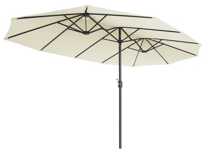 Image de Parasol double 460 x 270 cm, parasol extra-large, parasol de jardin, protection UV jusqu'à UPF 50+, parasol de terrasse, avec manivelle, jardin, balcon, extérieur, sans pied, beige GPU036M01