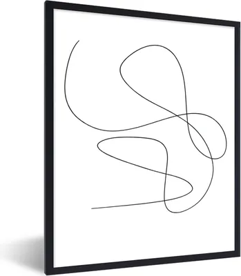 Produktbild von MuchoWow® Gerahmtes Poster Linienkunst - Minimalismus - Abstrakt 60x80 cm - Poster mit Schwarzem Bilderrahmen Wandposter Rahmen Foto Bilder - Premium - Wanddeko Wohnzimmer