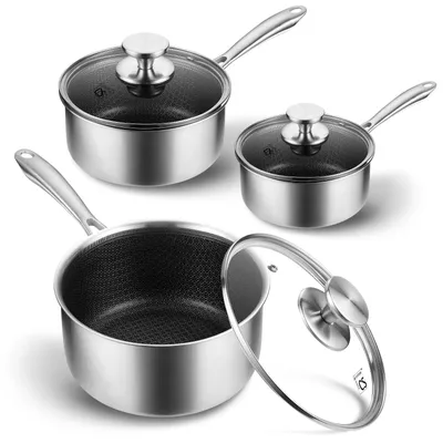 Produktbild von KOCH SYSTEME CS 6-teiliges Stielkasserollen-Set, 1 l, 2 l, 2,8 l, Edelstahl, Antihaftbeschichtung