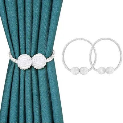 Zdjęcie produktu dla Magnetyczne uchwyty ścienne do zasłon – eleganckie uchwyty ścienne do zasłon – długość 42 cm