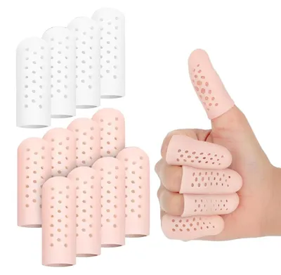Productafbeelding van Siliconen vingersokken - 12 stuks ademende vingeroogjes - voor blessures, handeczeem en artritis van de vingers