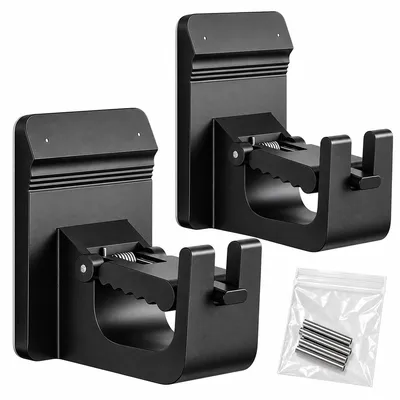 Produktbild von Gardinenstangenhalter ohne Bohren, 4er-Set, selbstklebend mit Nagelbefestigung, für Gardinenstangen 13–32 mm, bis 13,6 kg, Schwarz