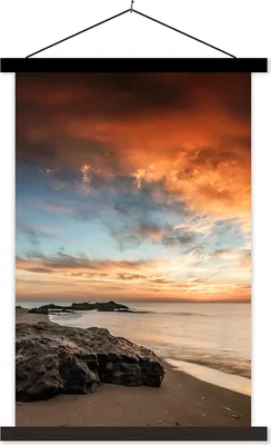 Produktbild von MuchoWow® Textilposter Strand - Himmel - Meer 40x60 cm mit schwarzem Rahmen - Wanddekorationen