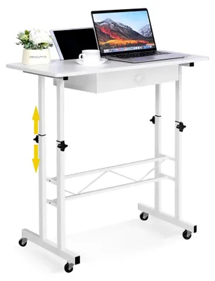 Produktbild von Höhenverstellbarer Schreibtisch mit Schubladen und Rollen, 80 x 50 cm (73-115 cm)