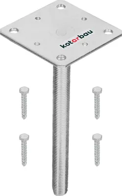 Produktbild von KOTARBAU® Pfostenträger 110 x 110 mm aus Feuerverzinkt Stahl Stützenfuß Höhenverstellbar Betonanker ⌀ 23 mm Bodenfuß für Vierkantholzpfosten Pfostenschuh Pfostenmontage Stützpfosten Pfostenfundamente