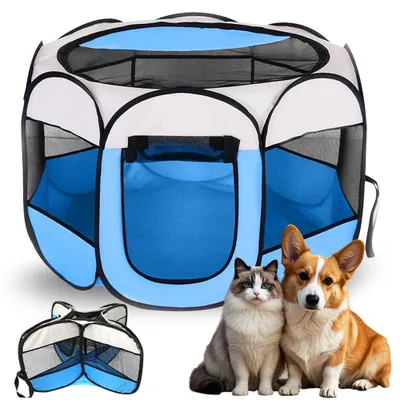 Produktbild von Faltbarer Hunde-Spielbereich für Welpen, blau