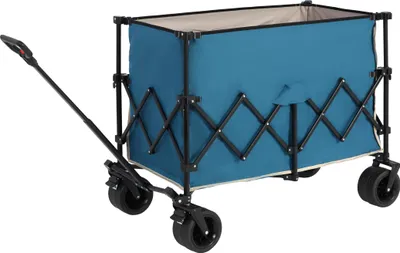 Produktbild von MODFU Bollerwagen mit großen Rädern,Faltbarer Wagen mit großen All-Terrain-Strandrädern und Getränkehaltern,Robuster 300-l-Strandwagen,Blau