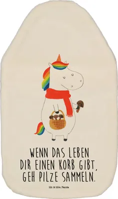 Produktbild von Mr. & Mrs. Panda Wärmflasche Einhorn Pilz - Weiß - Geschenk, naturkautschuk, Pilze, Einhörner, Unicorn, Spruch, mit Bezug, Wärmflaschen, Wärmekissen, Liebeskummer