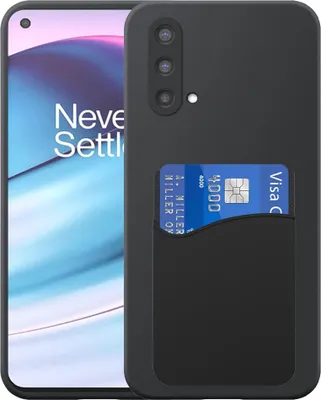 Immagine prodotto di Adatto per OnePlus Nord CE Custodia per telefono con supporto per schede in silicone - Cover posteriore flessibile Custodia in silicone TPU con slot per schede in silicone - Nero - Smartphonica