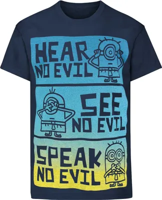 Produktbild von Minions offizielles Kinder No Evil T-Shirt NS5002 (9-11 Jahre (146)) (Blau)