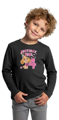 Produktbild von Spreadshirt Paw Patrol Geschenk 4 Jahre 4. Geburtstag Skye Kinder Premium Langarmshirt, 110/116 (4 Jahre), Anthrazit meliert