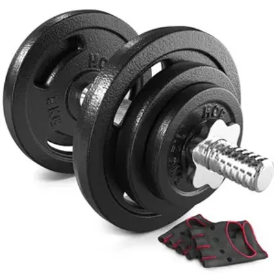 Obrázek produktu pro Sada litinových činek Hop-Sport - Sada činek 20kg včetně tréninkových rukavic