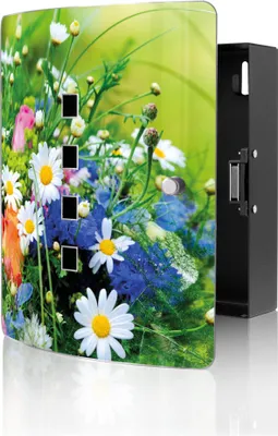 Produktbild von banjado Design Schlüsselkasten aus Edelstahl für 10 Schlüssel, Schlüsselschrank 24 x 21,5 x 7cm groß mit Magnetverschluss,  Blumenstrauß [BWSK 10444]