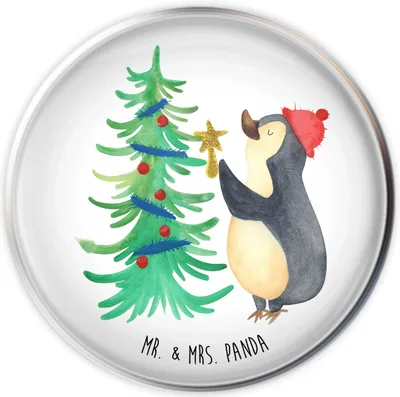 Produktbild von Mr. & Mrs. Panda Ablaufgarnitur Pinguin Weihnachtsbaum - Weiß - Geschenk, waschbeckenstöpsel, Stöpsel, Waschbecken, Weihnachten, Waschbecken-Stopfen, Abfluss-Stöpsel