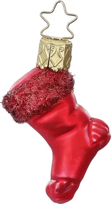 Produktbild von Christbaumschmuck Mini Weihnachtsstrumpf 6cm Glas Figur Rot
