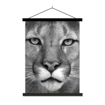 Produktbild von MuchoWow® Textilposter Panther - Wildlife - Schwarz - Weiß 90x120 cm mit schwarzem Rahmen - Dekoration