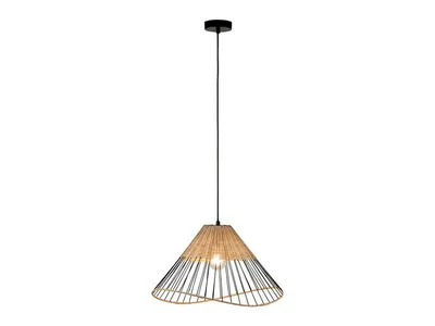 Produktbild von Hängeleuchte, Metall, schwarz, Holzgeflecht, H 120 cm