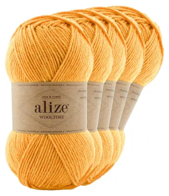 5 x 100g Sockenwolle Alize Wooltime 75% Wolle OEKO-Tex 100 Strickgarn Häkelgarn Farbwahl 423 safrangelb