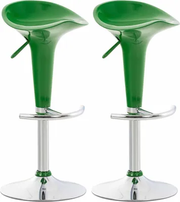 Obrázok produktu pre Sada 2 barových stoličiek - Vysoká stolička - Ergonomická a výškovo nastaviteľná, farba: zelená