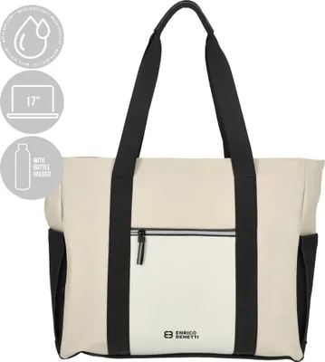 Produktbild von Große Damen Tasche Schultertasche Umhängetasche Crossover Bag Plane Handtasche Schwarz-Beige