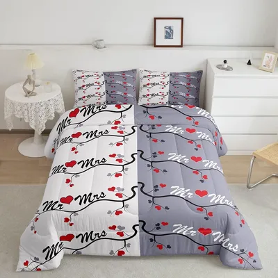 Bettwäsche-Set King Size, 3-teilig, Mikrofaser, Liebesdesign