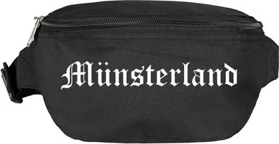 Produktbild von Münsterland Bauchtasche - Altdeutsch bedruckt - Gürteltasche Hipbag Schwarz