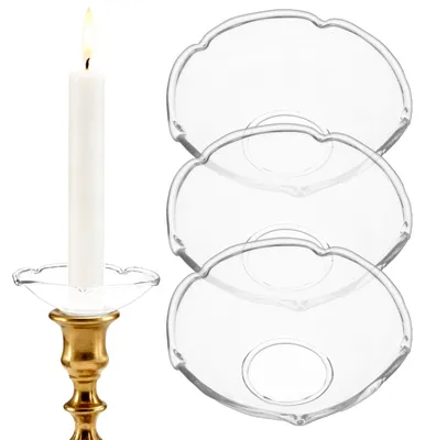 3er-Set Kerzen-Tropfschutz aus Glas, transparent, 7 cm