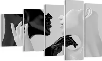 Produktbild von Bild auf Leinwand - Leinwandbild - 5 Teile - Schwarz Weiß Statue - 100x60cm - Wand Bild - Wanddeko - Wandbilder - Leinwanddruck - Bilder - Wanddekoration - Leinwand bilder - Wandbild - EG100x60-4736