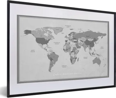 Produktbild von MuchoWow® Gerahmtes Poster Weltkarte - Farben - Zitat - Kinder - Jungen - Mädchen 60x40 cm - Poster mit Schwarzem Bilderrahmen Wandposter Rahmen Foto Bilder - Schlafzimmer - Plakat in Rahmen - Drucken
