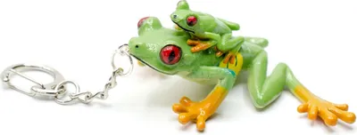 Produktbild von Rotaugenlaubfrosch mit Baby Schlüsselanhänger Miniblings Anhänger Frosch grün