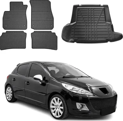 Immagine prodotto di Set di tappetini e rivestimento del bagagliaio per Peugeot 206 notchback 2007-2012 gomma 5x