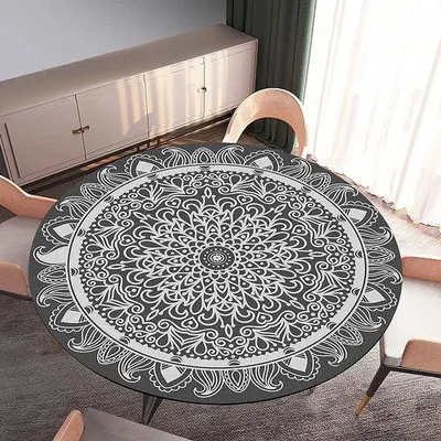 Zdjęcie produktu dla Obalny obrus w kolorze czarno-szarym, 100 cm