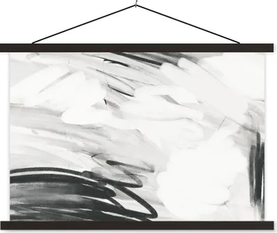 Produktbild von MuchoWow® Textilposter Schwarz - Weiß - Grau - Abstrakt 120x80 cm mit schwarzem Rahmen - Wanddeko