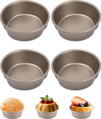 Produktbild von Runde Backformen - Antihaftbeschichtung - 4 Stück - Kohlenstoffstahl - 11 cm