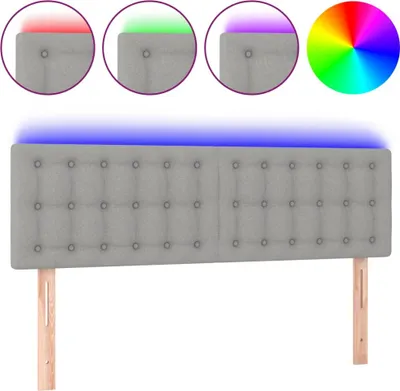 Produktbild von vidaXL LED Kopfteil Hellgrau 144x5x78/88 cm Stoff