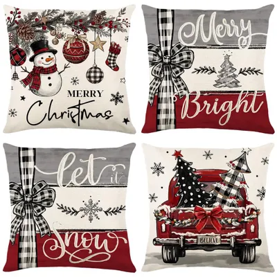 Kissenbezug Weihnachten 45x45 cm, 4 Stück, Polyester